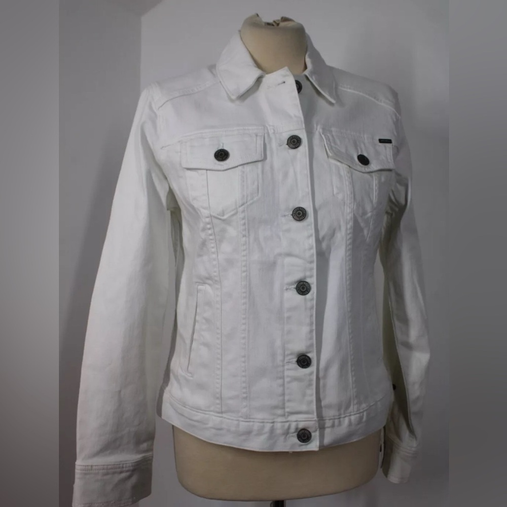 Eddie Bauer Women’s SZ XS Classic White Jean Jacket 3960 Cotton Stretch